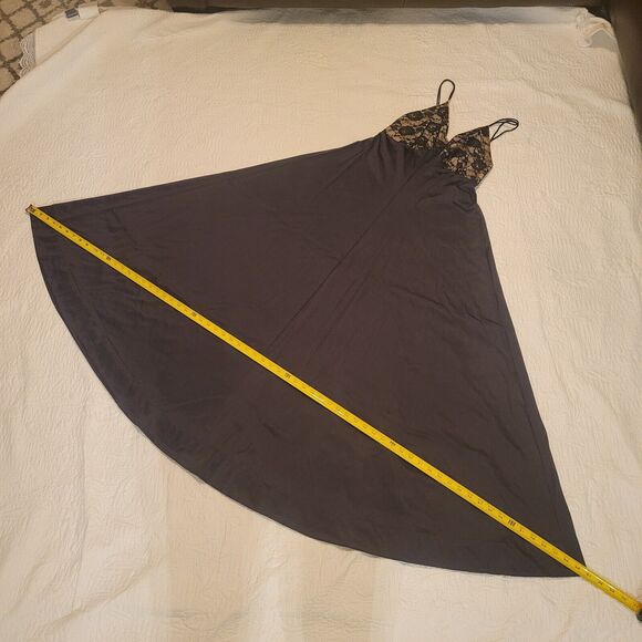 Le Voy's Black Maxi Satin Slip Dress Nightgown Lace Bust Vintage Medium - Picture 11 of 15